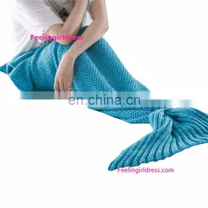 Multiple Colour Customized Mermaid Tail Design Knitted Mermaid Tail Blanket thumbnail-2
