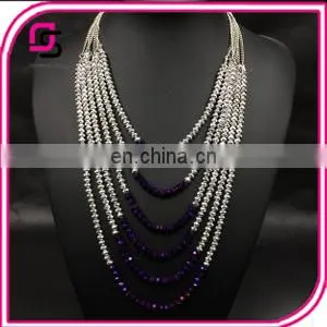 Natural Stone Crystal Three Layer Bead Necklace thumbnail-2