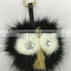 Owl Pom Pom Key Chain Large Faux Fur OWL Bag Charms thumbnail-1