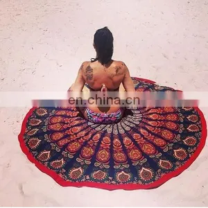 Indian Cotton Round Mandala Table Cover Hippie Wall Hanging Mandala Tapestry Yoga Mat Beach Throw thumbnail-1