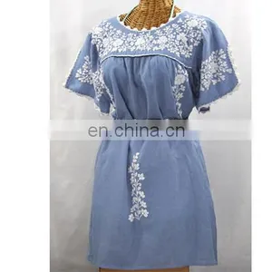 Indian Embroidery Cotton Top Tunic For Women Muslim Embroidery Flower Short Tunic thumbnail-1