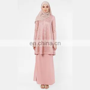 OEM Service Custom Muslim Dress 2016 Latest Fashion Lace Design Baju Kurung Modern thumbnail-2