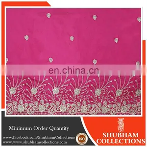 Peach Stone Work African Big Heavy Silk George Fabric Wrapper SM00218 thumbnail-1