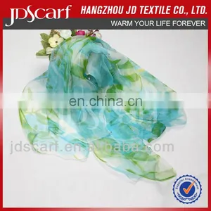 Digital Print Silk Scarf JDS-045# Excellent Scarves Super Thin 100% Silk Digital Print Silk Scarf thumbnail-5
