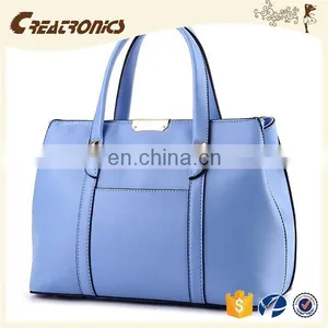 CR Sample Available Fashion pu Leather Material Large-capacity Portable Long Handle Zipper Blue Colors High Quality Shoulder Bag thumbnail-1