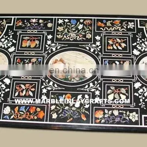 Black Marble Inlay Dining Table Top, Marble Dining Table Inlay Top thumbnail-1