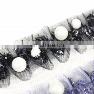 Popular Elastic Beaded Pearl Lurex Trim in 3cm thumbnail-5