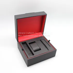 Black PU Leather Watch Box With Custom Insert for Holding Watch, Watch Strap, Warranty Card thumbnail-2
