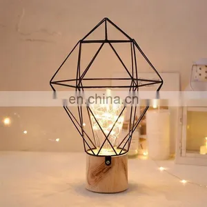 Wooden Metal Lantern Led Copper Wire String Light For Home Decoration Night Light thumbnail-1