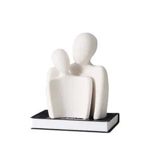 Little People Embrace Abstract Art Black And Whtie Ceramic Decor Decoration For Hallway Tv Bench thumbnail-1