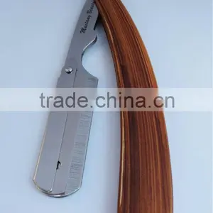 New Barber Salon Straight Razor - Metal Stainless Steel Razor - Plastic Wooden Art Handle Barber Razor thumbnail-1