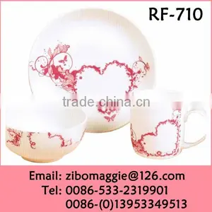 Promotional Cartoon Designed 3pcs Breakfast Set Fine Porcelain Dinner Set thumbnail-1