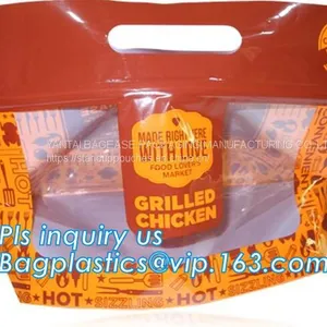 Barrier, Moisture Proof, Kraft Rotisserie Chicken Bags Hot Meal Packaging Deli Bag With Resealable Zipper Lock thumbnail-5