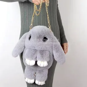 013New Faux Rabbit Hair Crossbody Bag, Plush Animal Backpack Faux Rabbit Hair Crossbody Shoulder for School Girls thumbnail-5