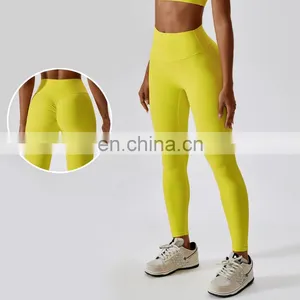 Ribbed High Waisted Yoga Scrunch Butt Leggings Feels Like Skin Fitness Sports Push Up Pants thumbnail-1