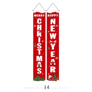 Wholesale Merry Christmas Porch Banners Buffalo Plaid Indoor Outdoor Hanging Signs for Home Party Decor Bulk thumbnail-2
