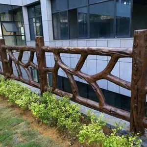 Imitation Wood Landscape Railing for Rivers, Ponds, Gardens and Scenic Areas, Cement Fence, Concrete Guardrail for Rivers and Reservoirs thumbnail-2