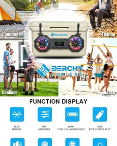 45L Durable Insulated Bluthtooth Speaker Cooler for Ice Fishing & Camping Waterproof PE Portable Cooler With Wheels thumbnail-2