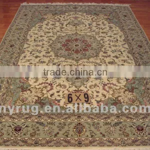 Area Silk Hand-Knotted Wool and Silk Persian Carpets&Rugs 6X9 thumbnail-1