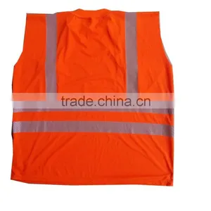Red Mesh Fabric hi Visibility Reflective T-shirt Without Sleeve thumbnail-1