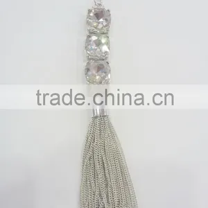 FASHION BIG GLASS STONE CHAIN TASSEL NECKLACE thumbnail-4