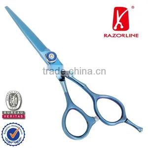 R1X Blue Sandblasted Handle Stainless Steel Titanium Colorful Hair Scissor thumbnail-1