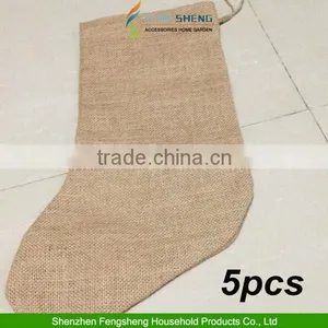 5PCS Jute Hessian Christmas Stocking Xmas Tree Hangers Decorations Sock 46cm Long thumbnail-1