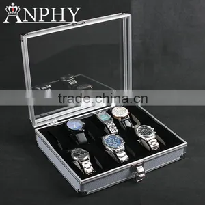 C67 ANPHY 12 Unit Watch Display Case Aluminium Watch Box Flannelette Quality Choice thumbnail-1