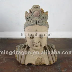 Chinese Antique Furniture Tune Wood Buddha Head thumbnail-1