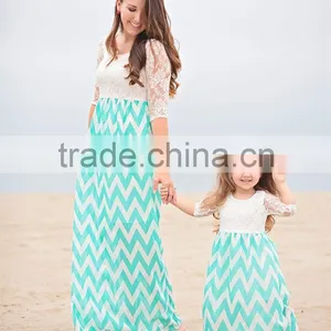 Blue Shapes Fashion Dress for Girls and Mother,2015 Mother Daughter Matching Shapes Dress&Clothing thumbnail-1