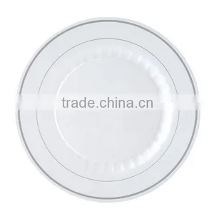 6'' Round Disposable Plastic Plate With Gold and Silver Rim thumbnail-6