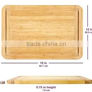 Bamboo Cutting Board and Serving Tray With Juice Groove - Extra Large 18 x 12 Inches thumbnail-2