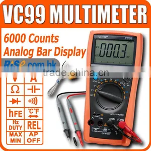 VC99 Tester Thermometer Resistance AC DC Ohm Hz C 6000 Count Voltmeter Multimeter thumbnail-1