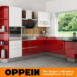 Kenya Exhibition Red Lacquer Cupboard MDF Wooden Kitchen Cabinet thumbnail-1