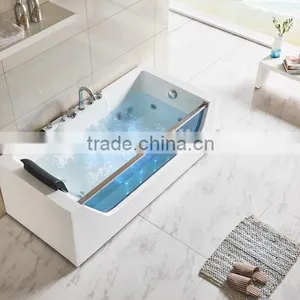 2016 New Design Portable Glass Tub Rectangular Whirlpool Massage Bathtub thumbnail-3