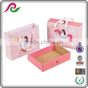Stronger Pink Corrugated Gift Drawer Box With Handle thumbnail-2