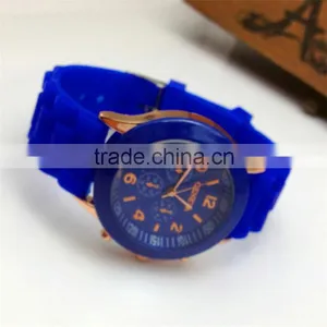 Hot Style Silicone Watch GENEVA Fashion Student Three Eye Quartz Watch Silicone Rubber Wristband Watch thumbnail-2