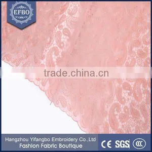 Reasonable Price African Net Lace Fabric For Birthday Party / Peach Color Beaded Lace Fabric thumbnail-3
