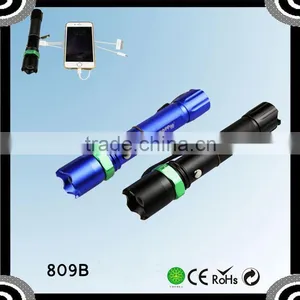 POPPAS 809B 3W Brightest XPE R2 Zoomable USB Power Bank Waterproof Rechargeable Bright Police Flashlight thumbnail-1
