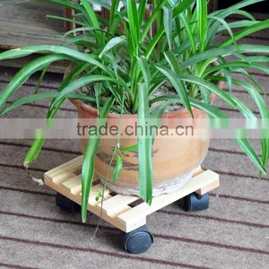 Unfinished Wood Flower Pot Tray With 4 Wheels thumbnail-2