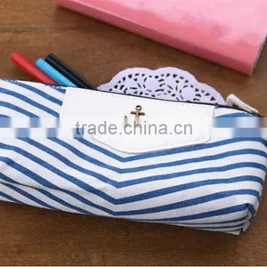 New Canvas Navy Marine Stripe Style Pencil Case Pen Box thumbnail-1