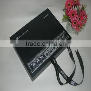 Black Box With CMYK Printing and Gold Logo Lamination and Ribbon thumbnail-1