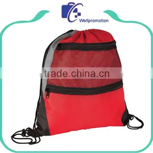 Custom Promotional Waterproof Polyester Mesh Drawstring Backpack thumbnail-5
