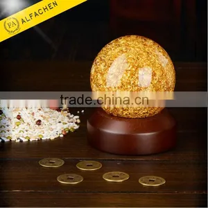 Gold Foil Crystal Ball Wooden Base Snow Globe Gift thumbnail-1