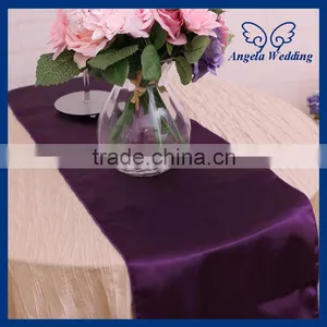 RU010F Wholesale Cheap Plain Wedding Purple Satin Table Runners thumbnail-1