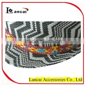 2016 Wholesale White and Black Zigzag Straw Mens' Trilby thumbnail-2