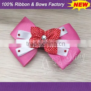 Cute Red Ribbon Bows With Clips For Girls thumbnail-1