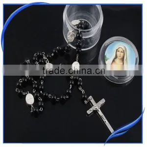 Black Resin Beads Cross Pendant Necklaces Jewelry Fashion thumbnail-2