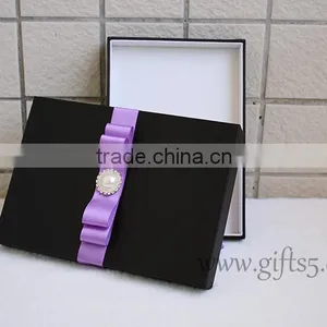 Elegant Custom Black Wedding Invitation Box With Ribbon thumbnail-6