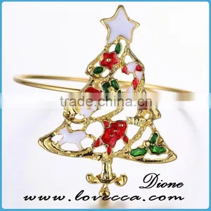 Merry Christmas Party Gift Charms Gold Christmas Tree Bracelets Bangle thumbnail-1